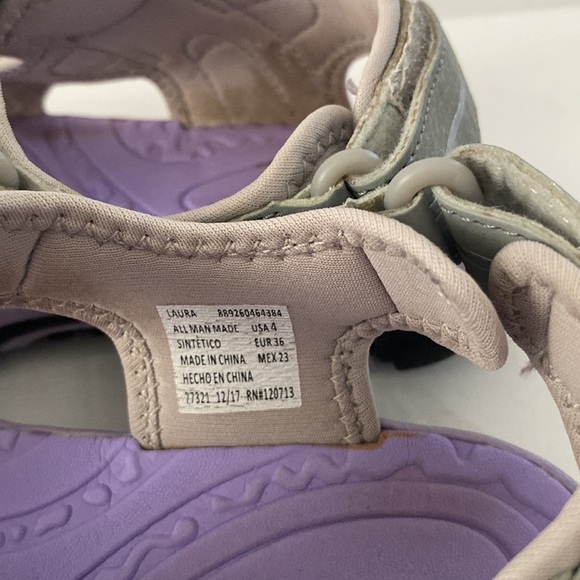 Eddie Bauer Laura River Sandal Hook And Loop Closure Gray and Lavender - Picture 4 of 7